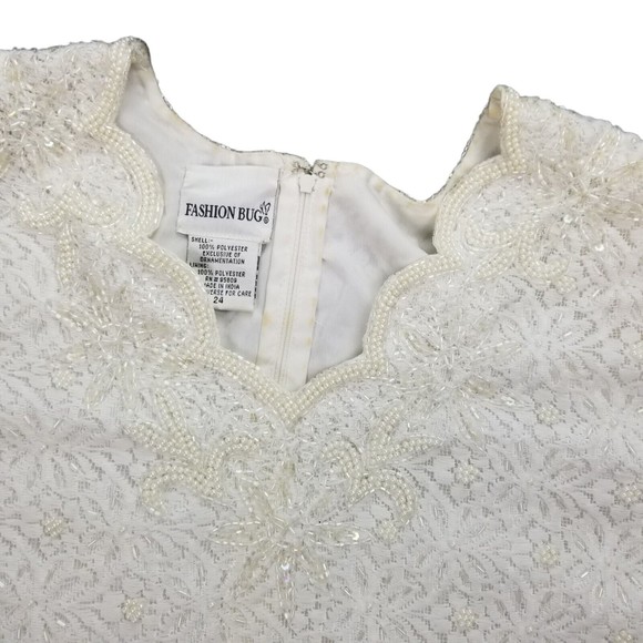 Fashion Bug White Beaded Formal Top Sz 24 (2X/3X) Wedding Party Mother of Bride - Picture 5 of 16
